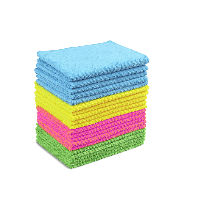 Bulk pack of heavy-duty commercial microfibre cleaning cloths for industrial and hospitality use.