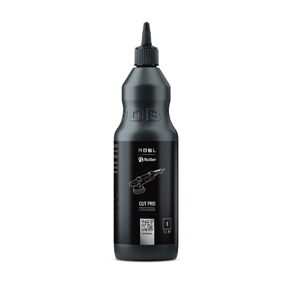 A black bottle of polish with a ADBL logo on a white background. 