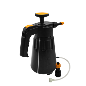 A black hand pump pressure sprayer in a black colour with ADBL logo