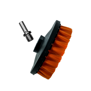 ADBL Twister Soft Drill Brush 125mm, medium-sized orange cleaning brush attachment with hex shank