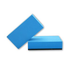 A stack of 2 premium blue ceramic coating applicators on a white background