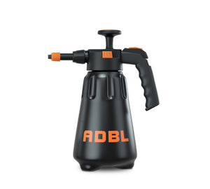 A black hand pump pressure foamer in a black colour with ADBL logo