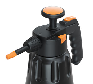 A black hand pump pressure sprayer in a black colour with ADBL logo