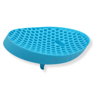 Blue Curved grit guard on a white background