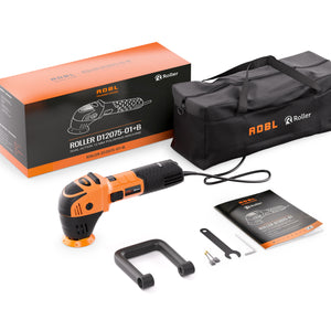 ADBL Roller D12 Dual Action 12mm Polisher Kit, compact machine with 75mm backing plate, bag, and accessories