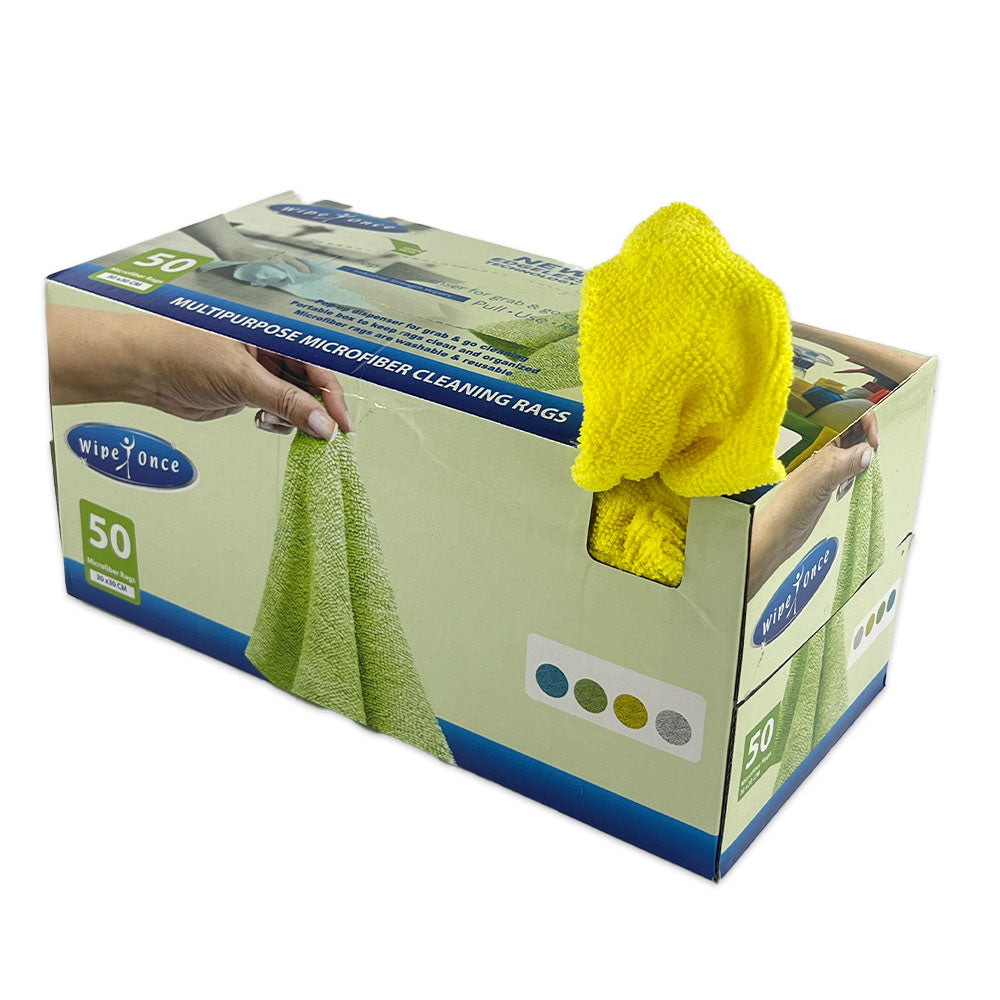 Wipe Once Edgeless Microfibre Box of Rags 50 Pack (30x30cm ...